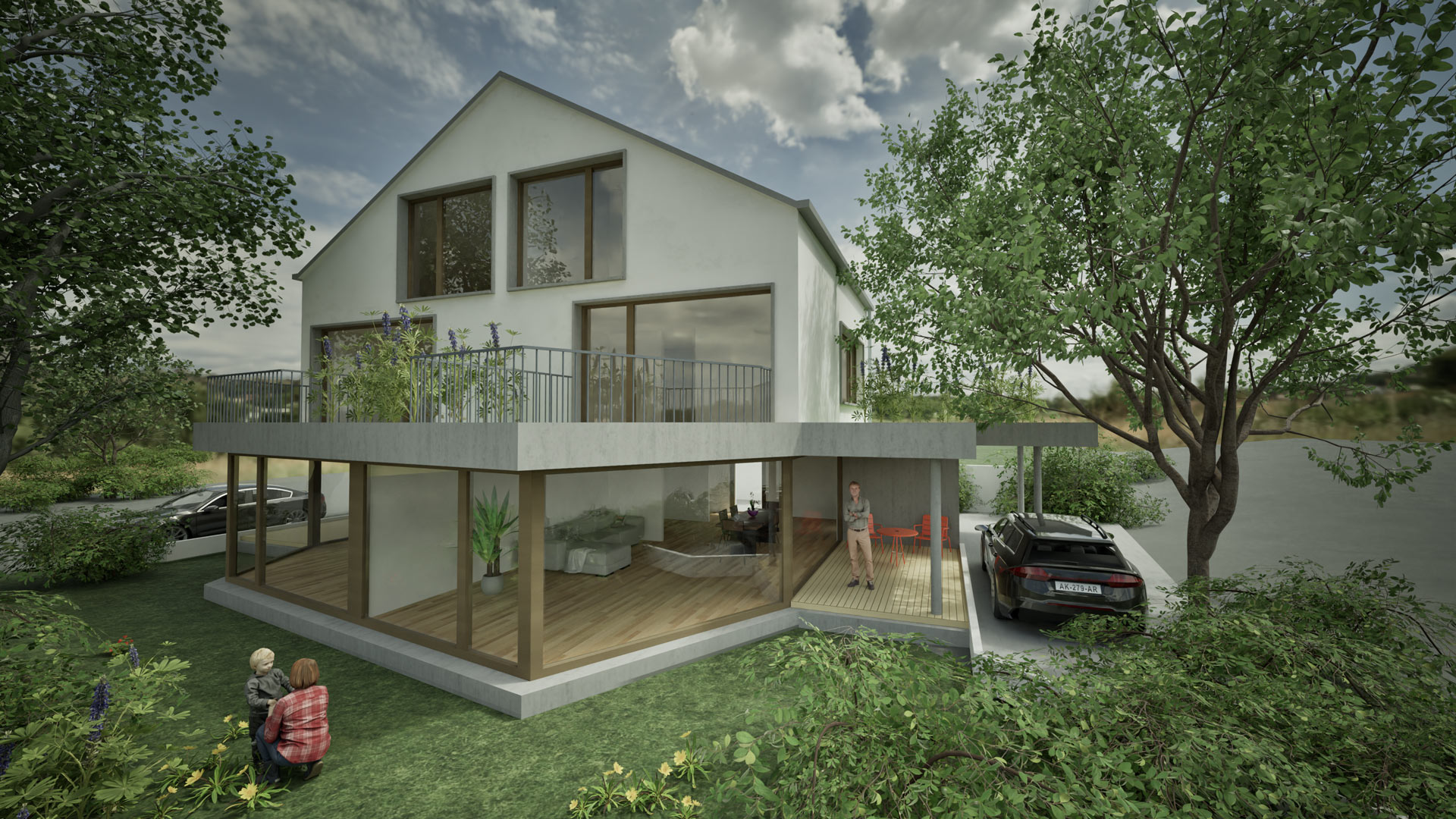 Doppel EFH in Oberwil. Baumgartner Architektur in Zusammenarbeit mit Insia AG
